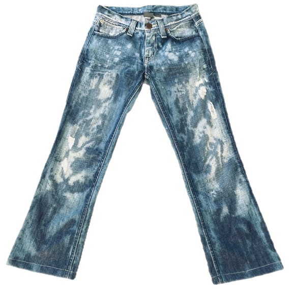 ARMANI EXCHANGE women’s blue ‘bleach stained’ Jeans bootleg - Picture 15 of 15